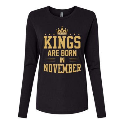 Kings Are Born In November Best Birthday Gift Womens Cotton Relaxed Long Sleeve T-Shirt