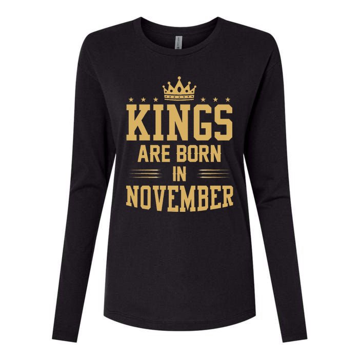 Kings Are Born In November Best Birthday Gift Womens Cotton Relaxed Long Sleeve T-Shirt