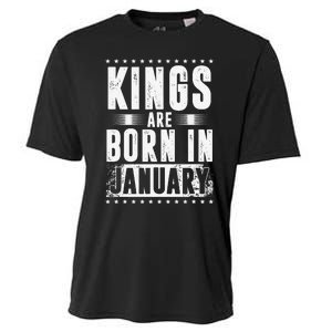 Kings Are Born In January Zodiac Sign Capricorn Month Gift Cooling Performance Crew T-Shirt