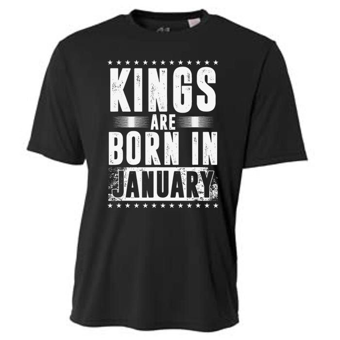 Kings Are Born In January Zodiac Sign Capricorn Month Gift Cooling Performance Crew T-Shirt