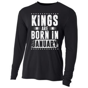 Kings Are Born In January Zodiac Sign Capricorn Month Gift Cooling Performance Long Sleeve Crew