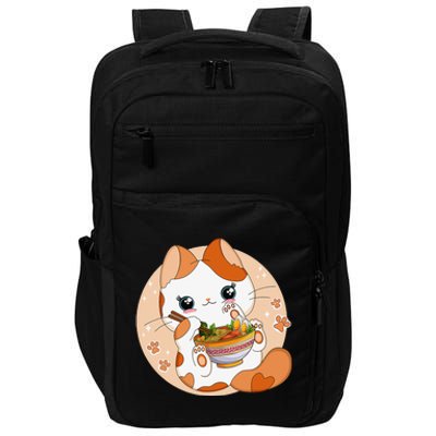 Kawaii Anime Cat Eating Ra Noodles Cute Cat Japanese Neko Impact Tech Backpack