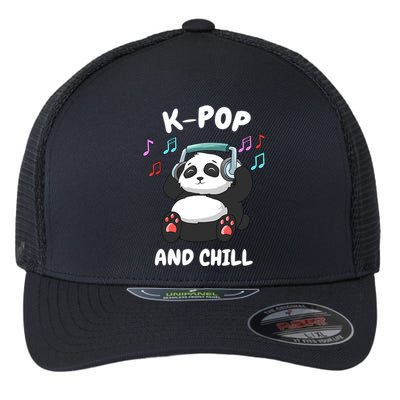 KPop And Chill Korean Panda Korea Music KDrama Flexfit Unipanel Trucker Cap