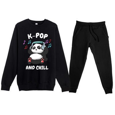 KPop And Chill Korean Panda Korea Music KDrama Premium Crewneck Sweatsuit Set