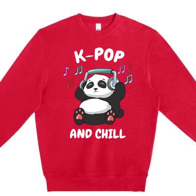 KPop And Chill Korean Panda Korea Music KDrama Premium Crewneck Sweatshirt