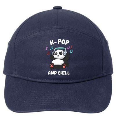 KPop And Chill Korean Panda Korea Music KDrama 7-Panel Snapback Hat