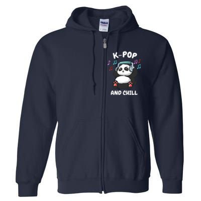 KPop And Chill Korean Panda Korea Music KDrama Full Zip Hoodie