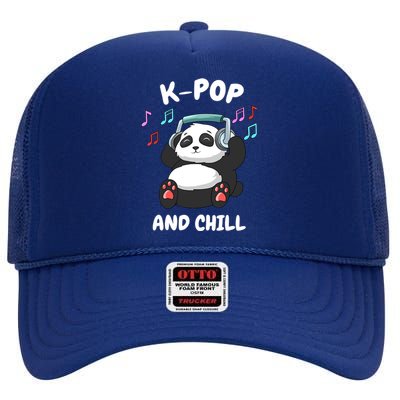 KPop And Chill Korean Panda Korea Music KDrama High Crown Mesh Back Trucker Hat