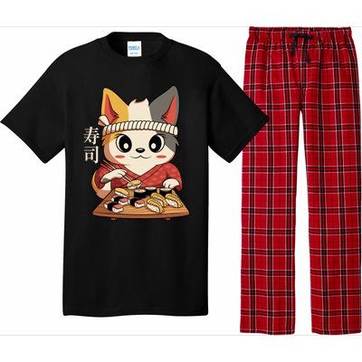 Kawaii Anime Cat Vintage Japanese Sushi Lover Cool Gift Pajama Set