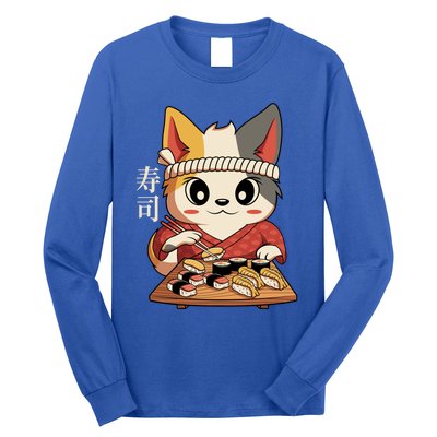 Kawaii Anime Cat Vintage Japanese Sushi Lover Cool Gift Long Sleeve Shirt