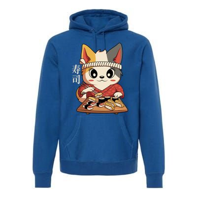 Kawaii Anime Cat Vintage Japanese Sushi Lover Cool Gift Premium Hoodie