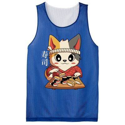 Kawaii Anime Cat Vintage Japanese Sushi Lover Cool Gift Mesh Reversible Basketball Jersey Tank