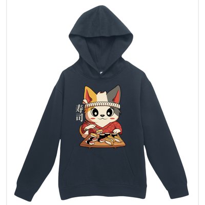 Kawaii Anime Cat Vintage Japanese Sushi Lover Cool Gift Urban Pullover Hoodie