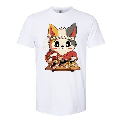 Kawaii Anime Cat Vintage Japanese Sushi Lover Cool Gift Softstyle CVC T-Shirt