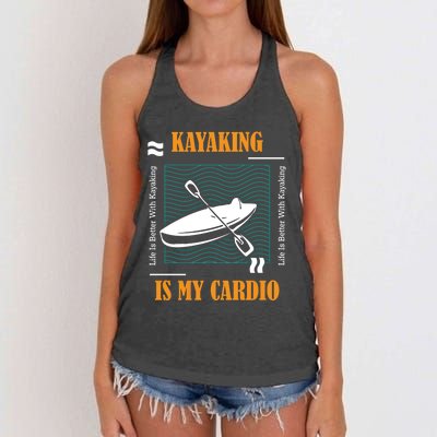 Kayaking As Cardio Canoe Whitewater Kayak Gift Women's Knotted Racerback Tank