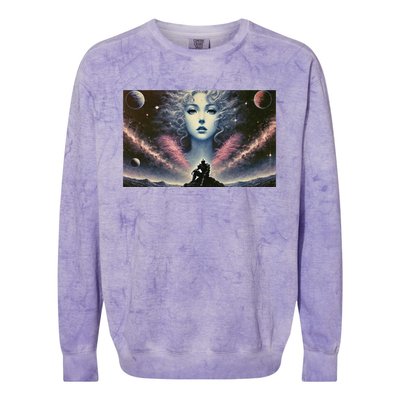 Knight And Cosmic Goddess Colorblast Crewneck Sweatshirt