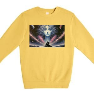 Knight And Cosmic Goddess Premium Crewneck Sweatshirt