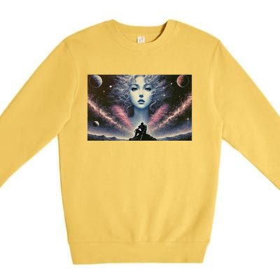 Knight And Cosmic Goddess Premium Crewneck Sweatshirt