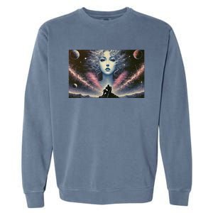 Knight And Cosmic Goddess Garment-Dyed Sweatshirt