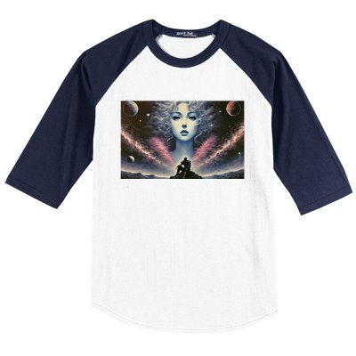 Knight And Cosmic Goddess Baseball Sleeve Shirt