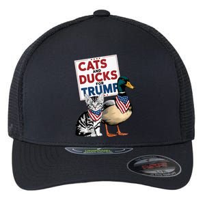 Kittens And Ducks For Trump Cats And Ducks For Trump 2024 Flexfit Unipanel Trucker Cap