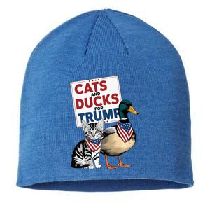 Kittens And Ducks For Trump Cats And Ducks For Trump 2024 Sustainable Beanie