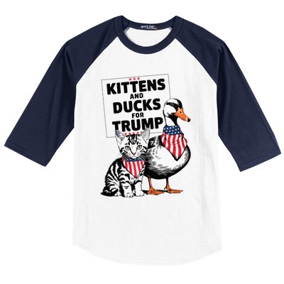 Kittens And Ducks For Trump Kittens For Trump Cats Baseball Sleeve Shirt