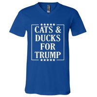 Kittens And Ducks For Trump Cats And Ducks For Trump 2024 V-Neck T-Shirt