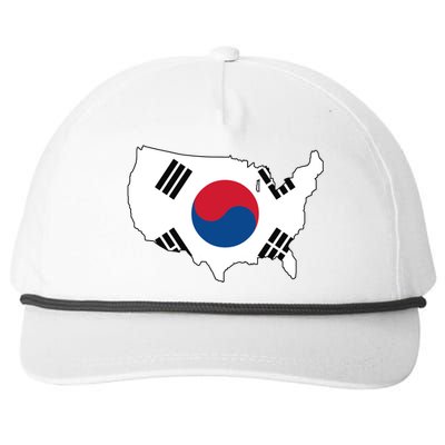 Korean American Day Cool Korea Usa Flag Map American Pride Gift Snapback Five-Panel Rope Hat