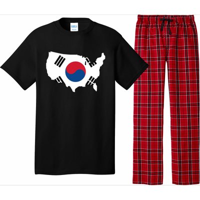 Korean American Day Cool Korea Usa Flag Map American Pride Gift Pajama Set