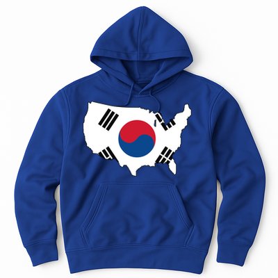 Korean American Day Cool Korea Usa Flag Map American Pride Gift Hoodie