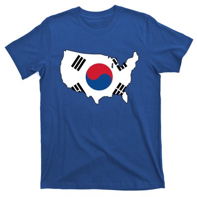 Korean American Day Cool Korea Usa Flag Map American Pride Gift T-Shirt