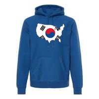 Korean American Day Cool Korea Usa Flag Map American Pride Gift Premium Hoodie