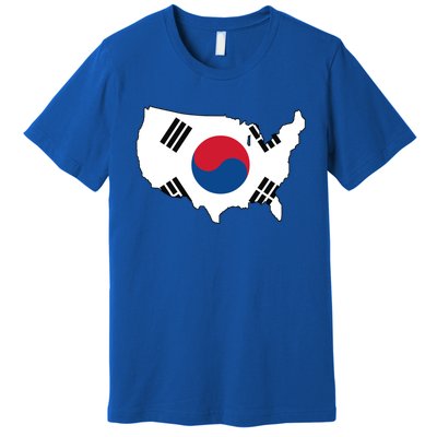 Korean American Day Cool Korea Usa Flag Map American Pride Gift Premium T-Shirt