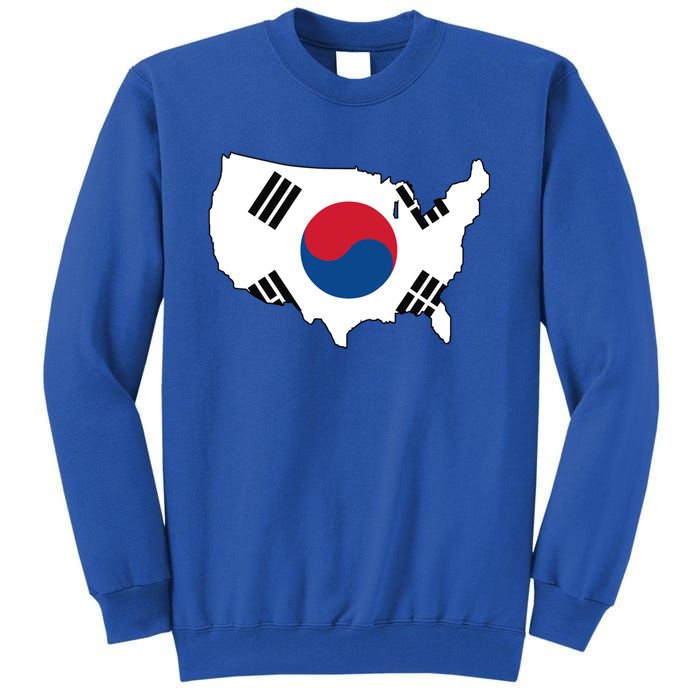 Korean American Day Cool Korea Usa Flag Map American Pride Gift Tall Sweatshirt