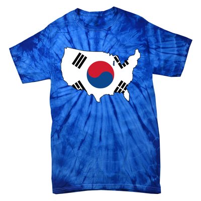 Korean American Day Cool Korea Usa Flag Map American Pride Gift Tie-Dye T-Shirt