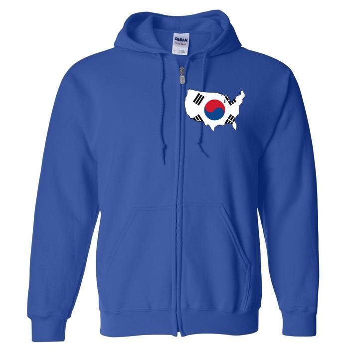 Korean American Day Cool Korea Usa Flag Map American Pride Gift Full Zip Hoodie