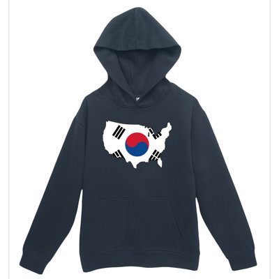 Korean American Day Cool Korea Usa Flag Map American Pride Gift Urban Pullover Hoodie