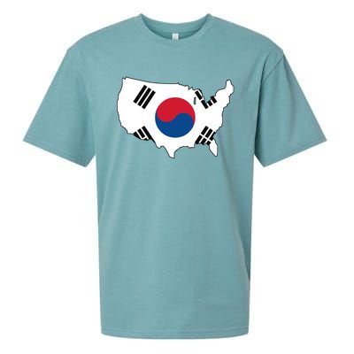 Korean American Day Cool Korea Usa Flag Map American Pride Gift Sueded Cloud Jersey T-Shirt