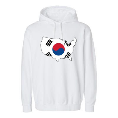 Korean American Day Cool Korea Usa Flag Map American Pride Gift Garment-Dyed Fleece Hoodie