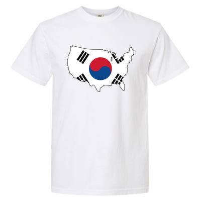 Korean American Day Cool Korea Usa Flag Map American Pride Gift Garment-Dyed Heavyweight T-Shirt