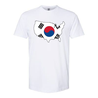 Korean American Day Cool Korea Usa Flag Map American Pride Gift Softstyle CVC T-Shirt