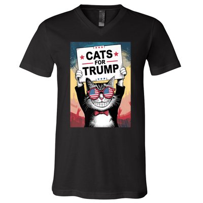 Kittens And Ducks For Trump 2024 Cats For Trump Vance 2024 Gifft V-Neck T-Shirt