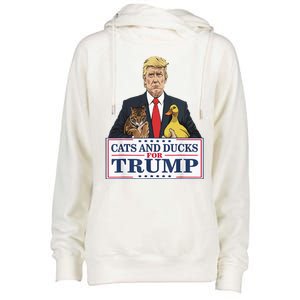 Kittens And Ducks For Trump Womens Funnel Neck Pullover Hood