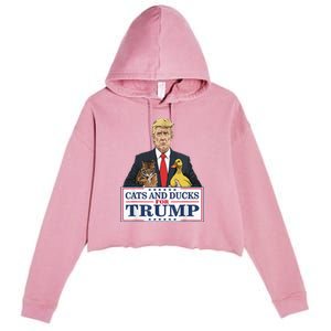 Kittens And Ducks For Trump Crop Fleece Hoodie