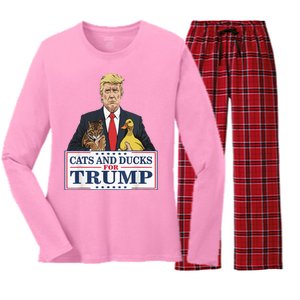 Kittens And Ducks For Trump Women's Long Sleeve Flannel Pajama Set 