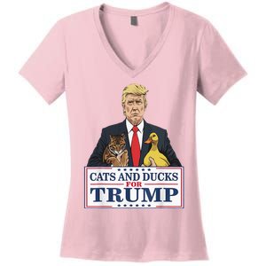 Kittens And Ducks For Trump Women's V-Neck T-Shirt