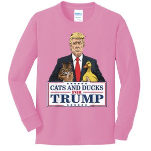 Kittens And Ducks For Trump Kids Long Sleeve Shirt