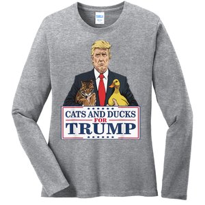 Kittens And Ducks For Trump Ladies Long Sleeve Shirt