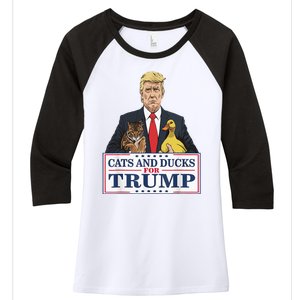 Kittens And Ducks For Trump Women's Tri-Blend 3/4-Sleeve Raglan Shirt